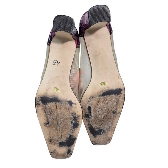 VTG Fashion Influences Purple Snakeskin/Sheer Mesh Pumps Heels w/ Studs Sz 10 M - Picture 5 of 7